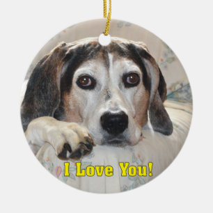 I Love You! Hound Dog Ceramic Ornament
