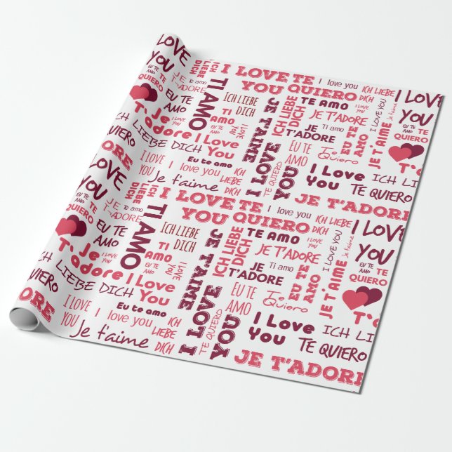 I Love You In Different Languages | Holidays Wrapping Paper (Unrolled)