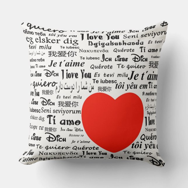 I love you in different languages throw pillow (Front)