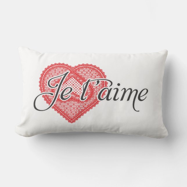 I love you in French - Je t'aime Lumbar Pillow (Front)