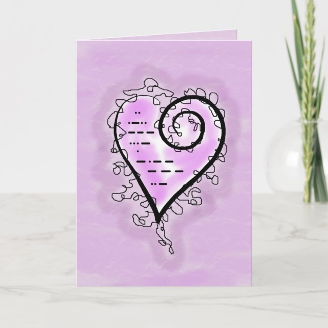 I Love You in Morse Code Scroll Heart Card (Front)
