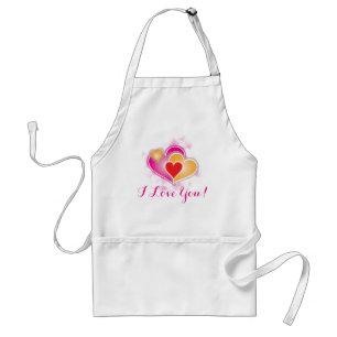 I Love You in Pink Text with Pink Hearts Standard Apron