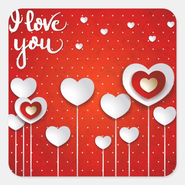 I love you in Red Square Sticker (Front)