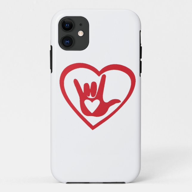 I love you in Sign Language (w/ all my heart) Case-Mate iPhone Case (Back)