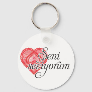I love you in Turkish - Seni seviyorum Keychain
