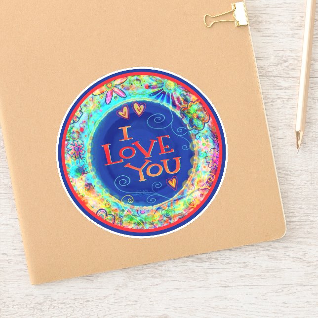 I Love You Inspirivity Fun Blue Trendy Floral (Notebook)