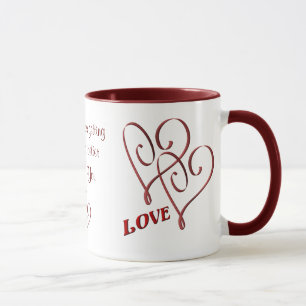 I Love You Intertwined Red Hearts Coffee Mug