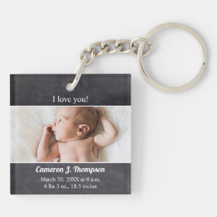 I Love you Introducing baby photo birth Keychain
