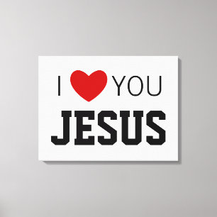 I love You Jesus Modern Christian Faith Heart Canvas Print