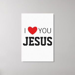 I love You Jesus Modern Christian Faith Heart Canvas Print