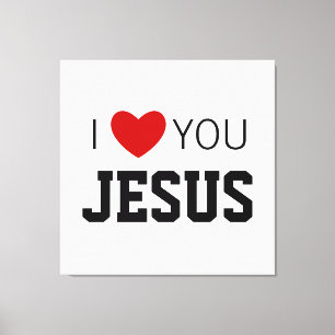 I love You Jesus   Modern Christian Faith Heart Canvas Print