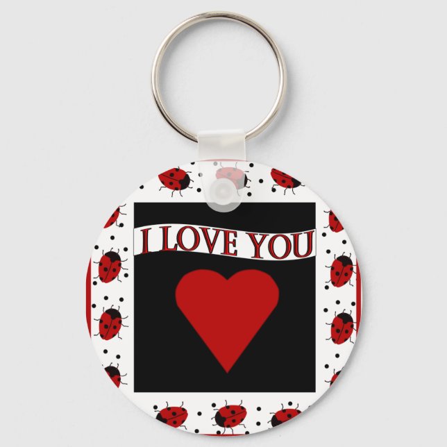 I Love You Ladybugs Keychain (Front)