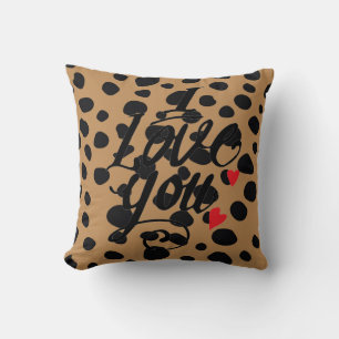 I Love You Leopard Print Decorative Pillow