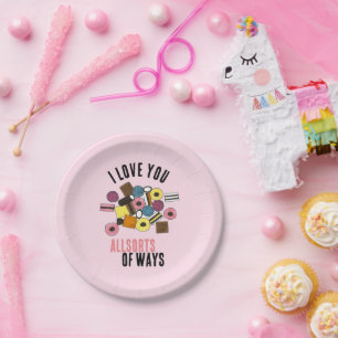 I Love You Licorice Allsorts Valentine's Day Candy Paper Plate