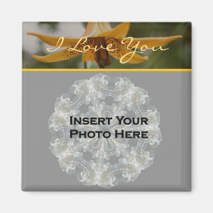 I Love You Lily Flower Personalized Photo  Magnet