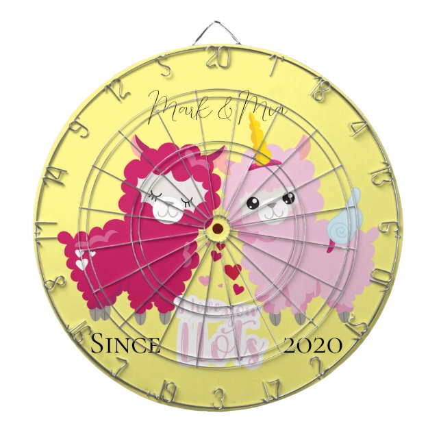 I Love You Llots Llama Customized Gift Him Her     Dartboard (Front)