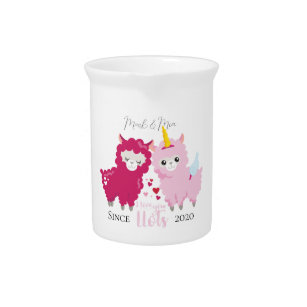 I Love You Llots Llama Customized Gift Him Her     Pitcher