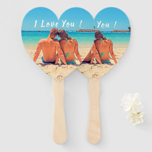 I Love You - Love Hand Fan - Custom Photo and Text