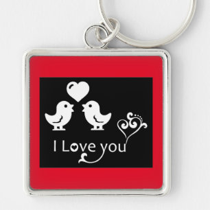 "I LOVE YOU" LOVEBIRDS KEYCHAIN