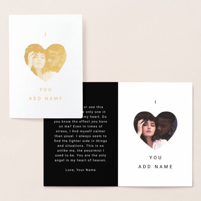 I Love You Luxury Photo Text Valentines Foil Card (Display)
