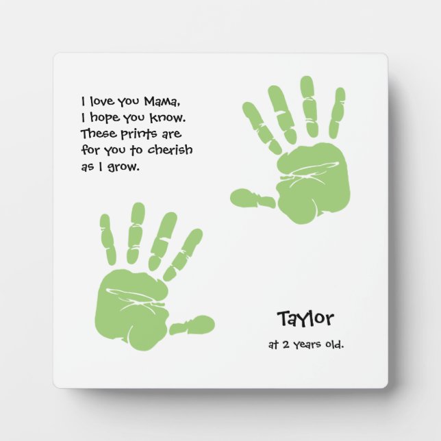 I love you Mama Custom Name Age Kid Handprint Plaque (Front)