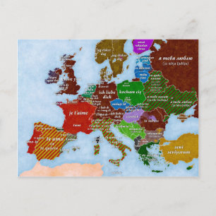 I Love You Map Postcard