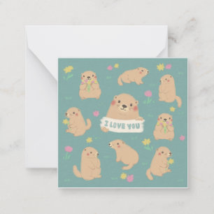 I Love You, Marmots Illustration Card
