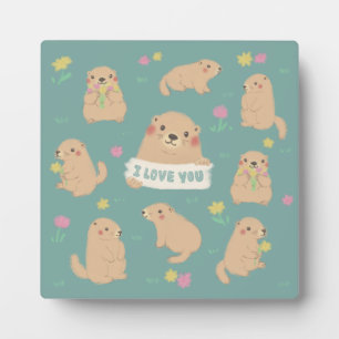 I Love You, Marmots Illustration Plaque