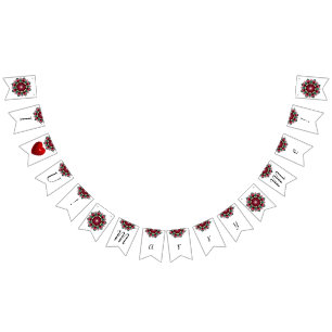 I Love You! Marry Me! Mandala in deep pink Bunting Flags