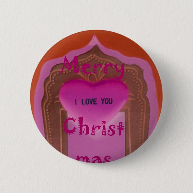 I love You Merry Christmas Heart 2 Inch Round Button (Front)