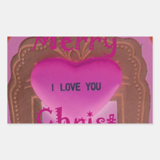 I love You Merry Christmas Heart Sticker (Front)