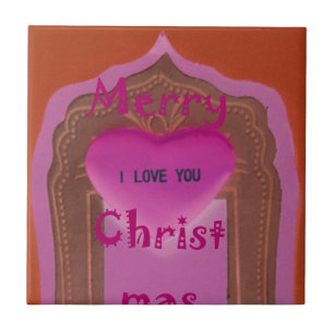 I love You Merry Christmas Heart Tile