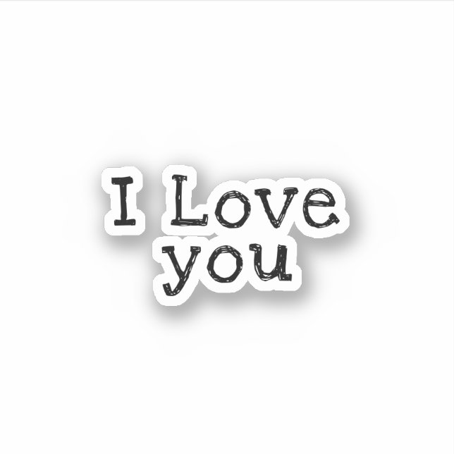 I Love You'' mignon Amour disant Sticker (Devant)