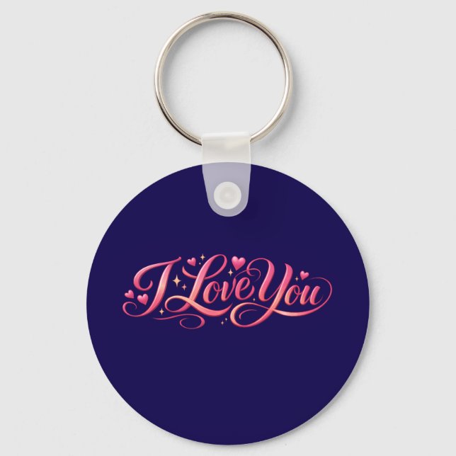 I Love You Minimalist Typography Design Keychain (Front)