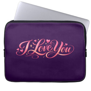 I Love You Minimalist Typography Design Laptop Sleeve