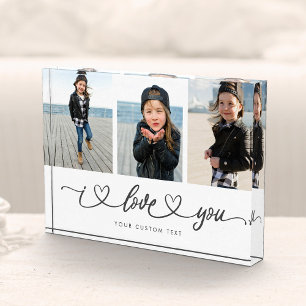 I Love You Modern Heart Script Mother's Day Photo Block