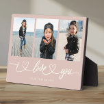 I Love You Modern Heart Script Photo Collage Plaque<br><div class="desc">I Love You! Great custom photo gift for grandparents, Valentine's Day, Mother's or Father's Day, or the Holidays: This modern photo plaque is easy to customize with your 3 favourite photos. The text below can be personalized to read the name of the child or family members as well another possible...</div>