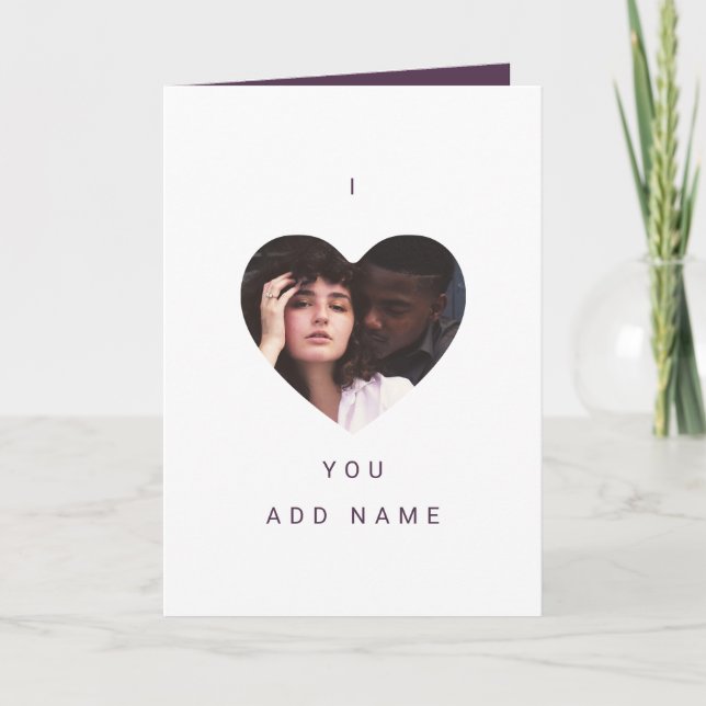 I Love You Modern Photo and Text Valentines Card (Front)