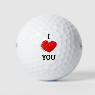 I Love You Modern Red Heart   Valentine's Day Golf Balls