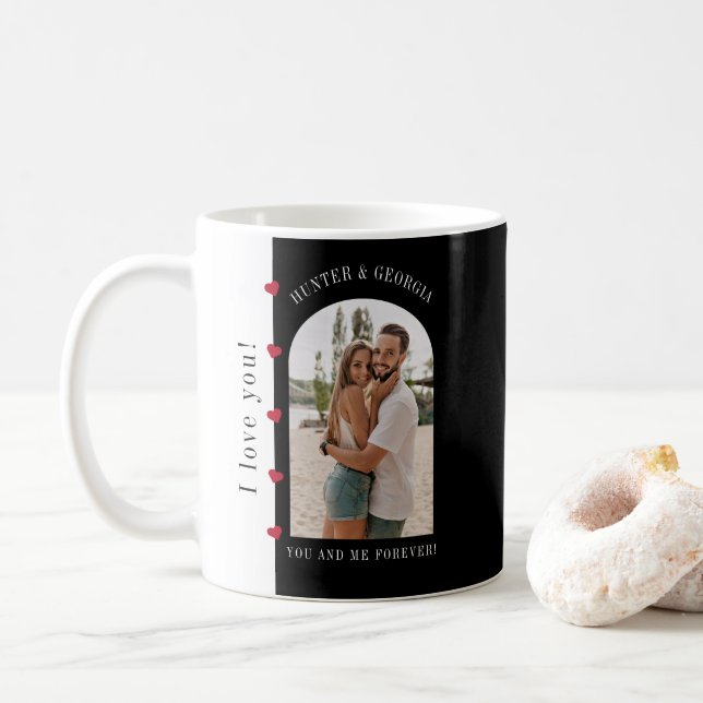 I love you! modern stylish valentines  photo coffee mug (With Donut)