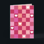 I Love You Modern Valentine's Day Holiday Card<br><div class="desc">A modern Valentine's Day greeting card featuring red and pink chequered pattern with the words,  "love you so much". On the inside you can add a longer message. This heartfelt card is ideal for a husband or wife.</div>