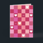 I Love You Modern Valentine's Day Holiday Card<br><div class="desc">A modern Valentine's Day greeting card featuring red and pink chequered pattern with the words,  "love you so much". On the inside you can add a longer message. This heartfelt card is ideal for a husband or wife.</div>