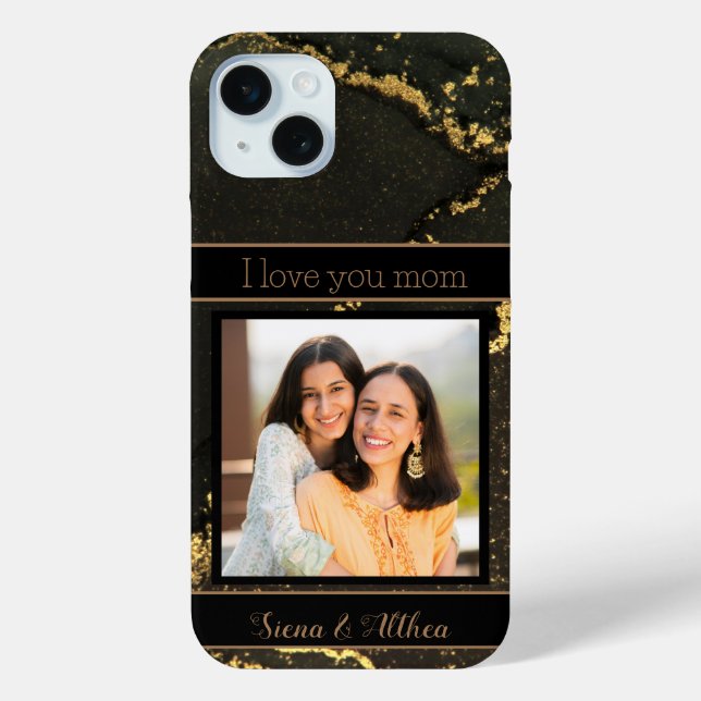 I Love you Mom Black and Gold Customizable  Case-Mate iPhone Case (Back)