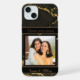 I Love you Mom Black and Gold Customizable iPhone 15 Plus Case