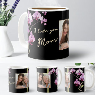 I Love You Mom Black Orchid Photo Coffee Mug