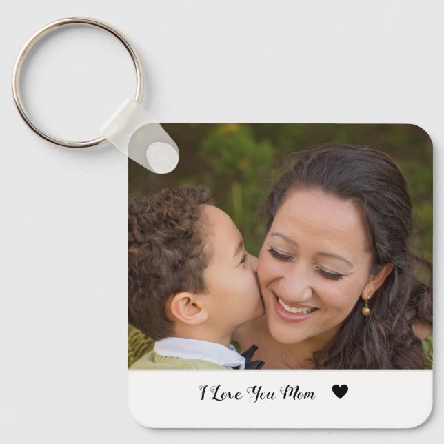 I Love you mom custom photo keychain mother's day, (Front)