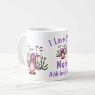 I Love You Mom Cute Bird And Flowers Personalized Coffee Mug