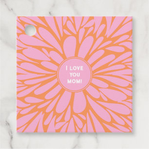 I love you mom floral burst pastel orange pink favour tags