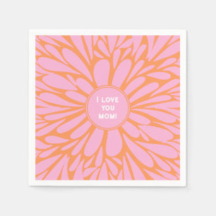 I love you mom floral burst pastel orange pink napkin