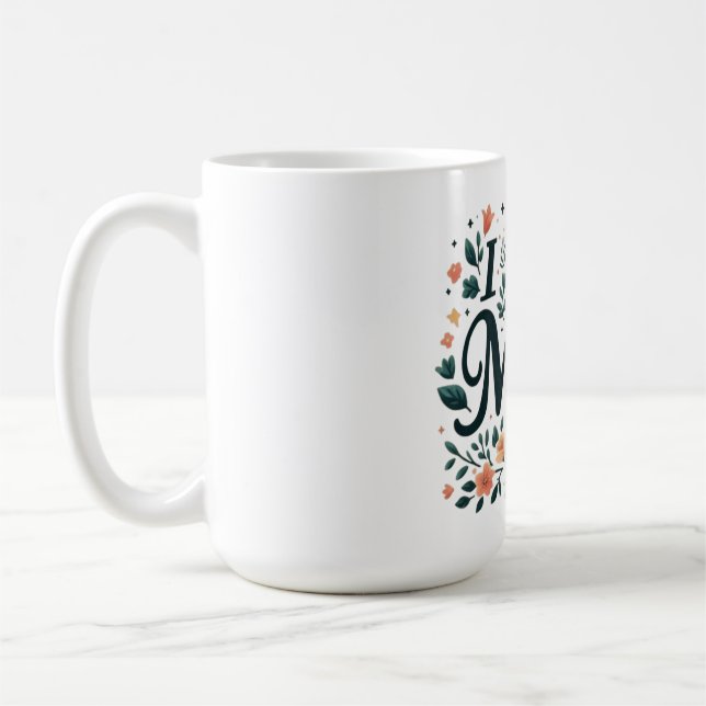 I Love You Mom - Floral Heart Coffee Mug (Left)